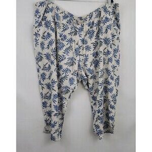 Coral Bay Woman Size 3X Linen Blend Capri Tropical Lagen Look Pants Side Pockets